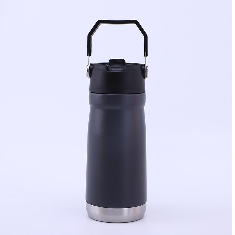 304 Stainless Steel Portable Sports Water Bottle with Straw for Hiking and Car Use