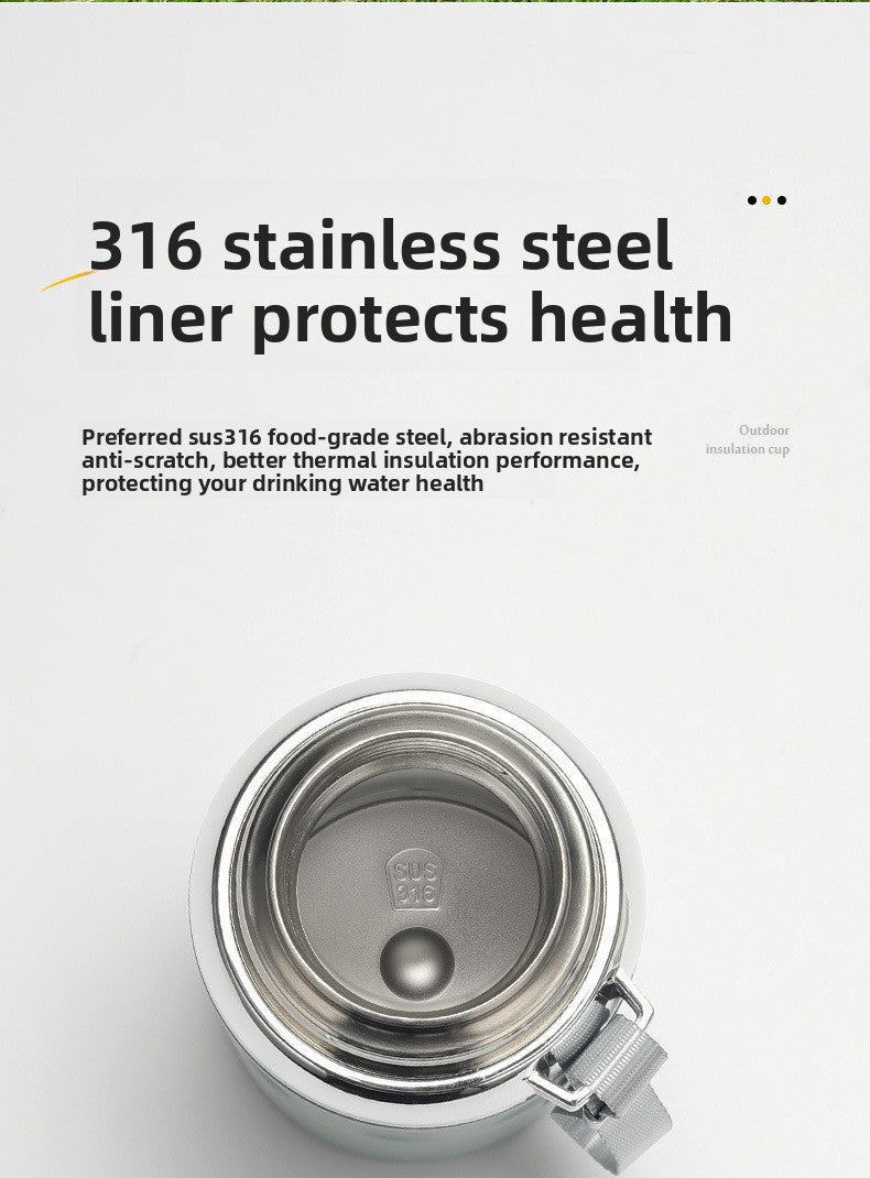 316 Stainless Steel Insulated Cup Outdoor Portable Insulated Bottle with Rope Bouncing Cup