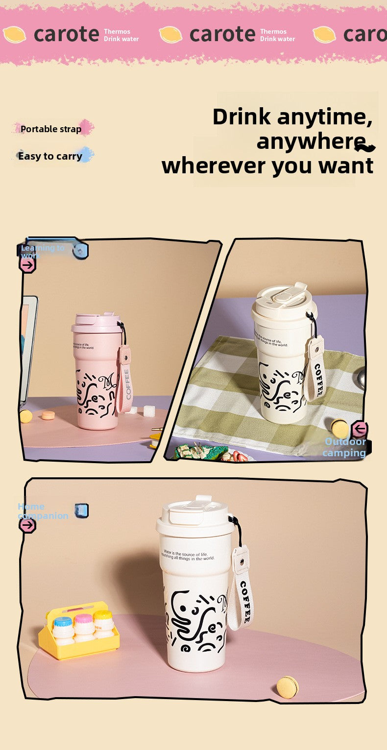 Ceramic Liner Double Drinking Rope Coffee Warmer Cup