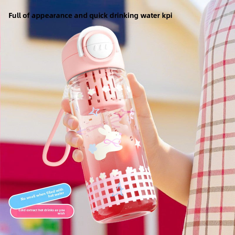 Plastic High Temperature Resistant Straw Kitten Double Drinking Cup