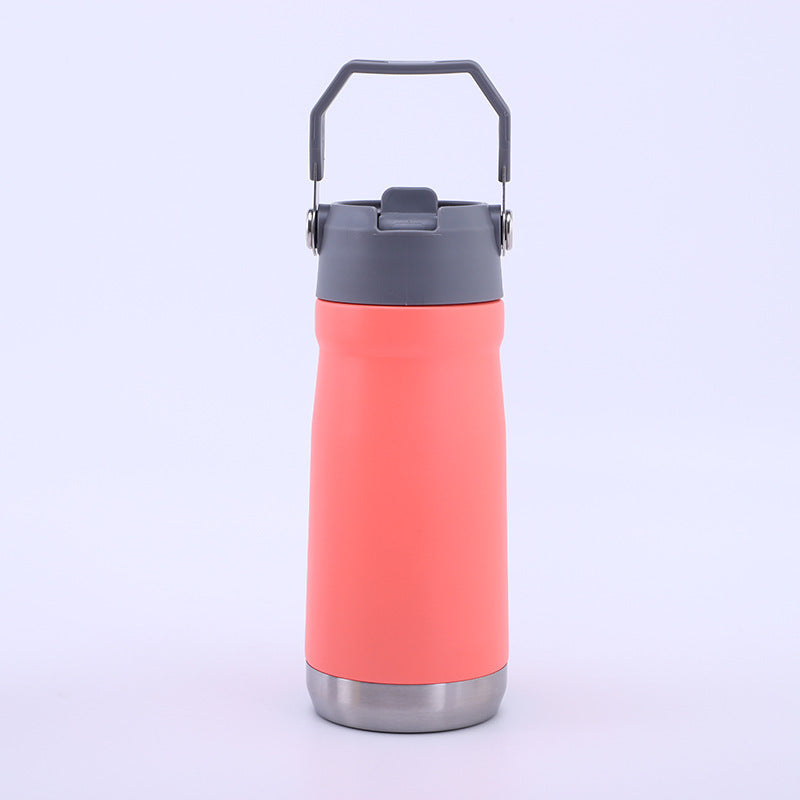 304 Stainless Steel Portable Sports Water Bottle with Straw for Hiking and Car Use
