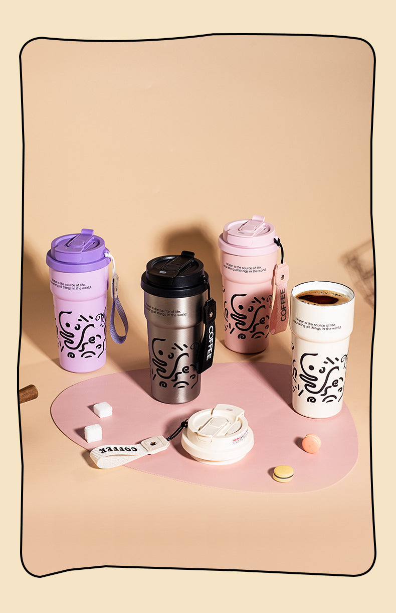 Ceramic Liner Double Drinking Rope Coffee Warmer Cup