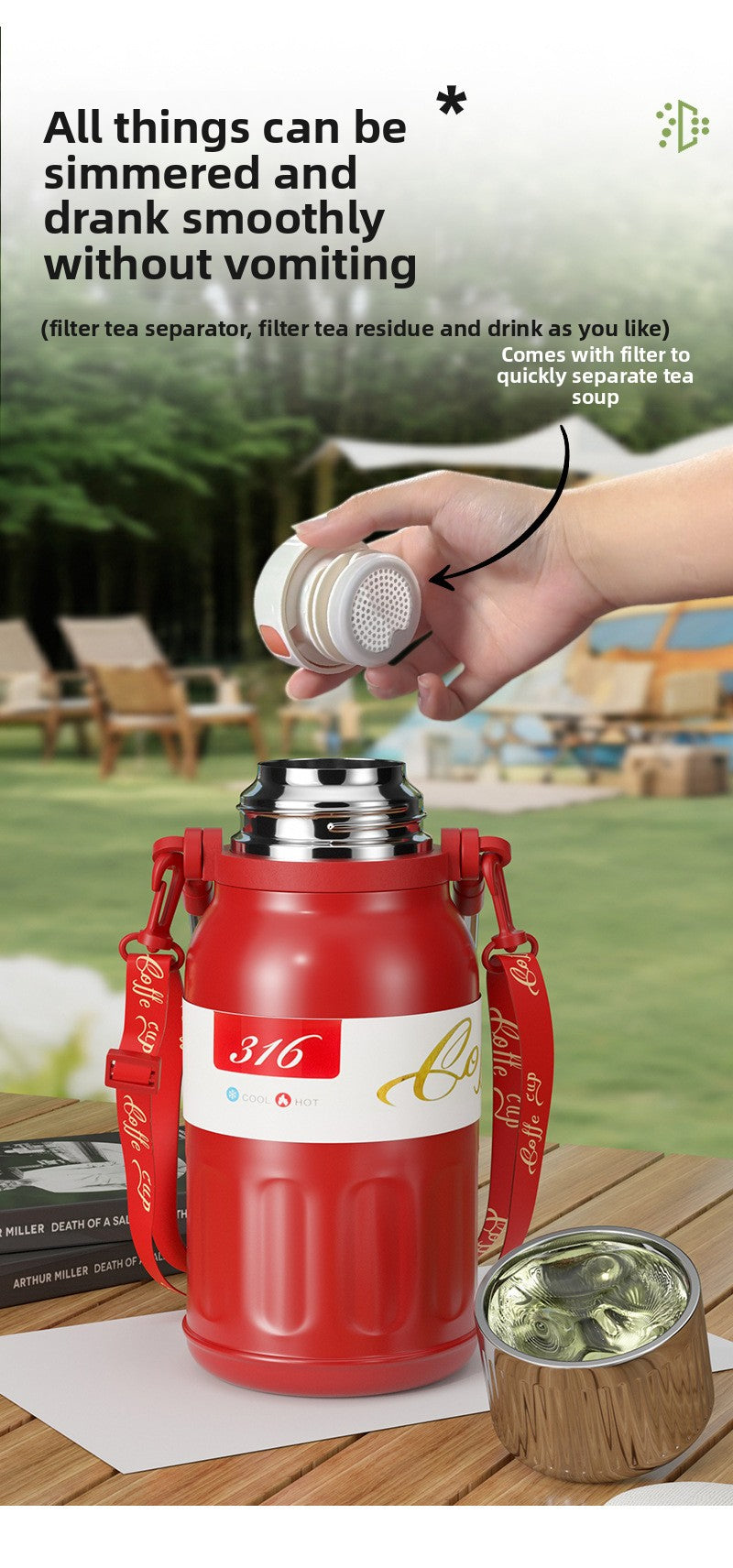 316 large capacity stainless steel thermos cup
