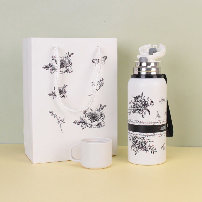 Chinese Style Gift Box Gardenia Flower Thermos Cup 316 Stainless Steel
