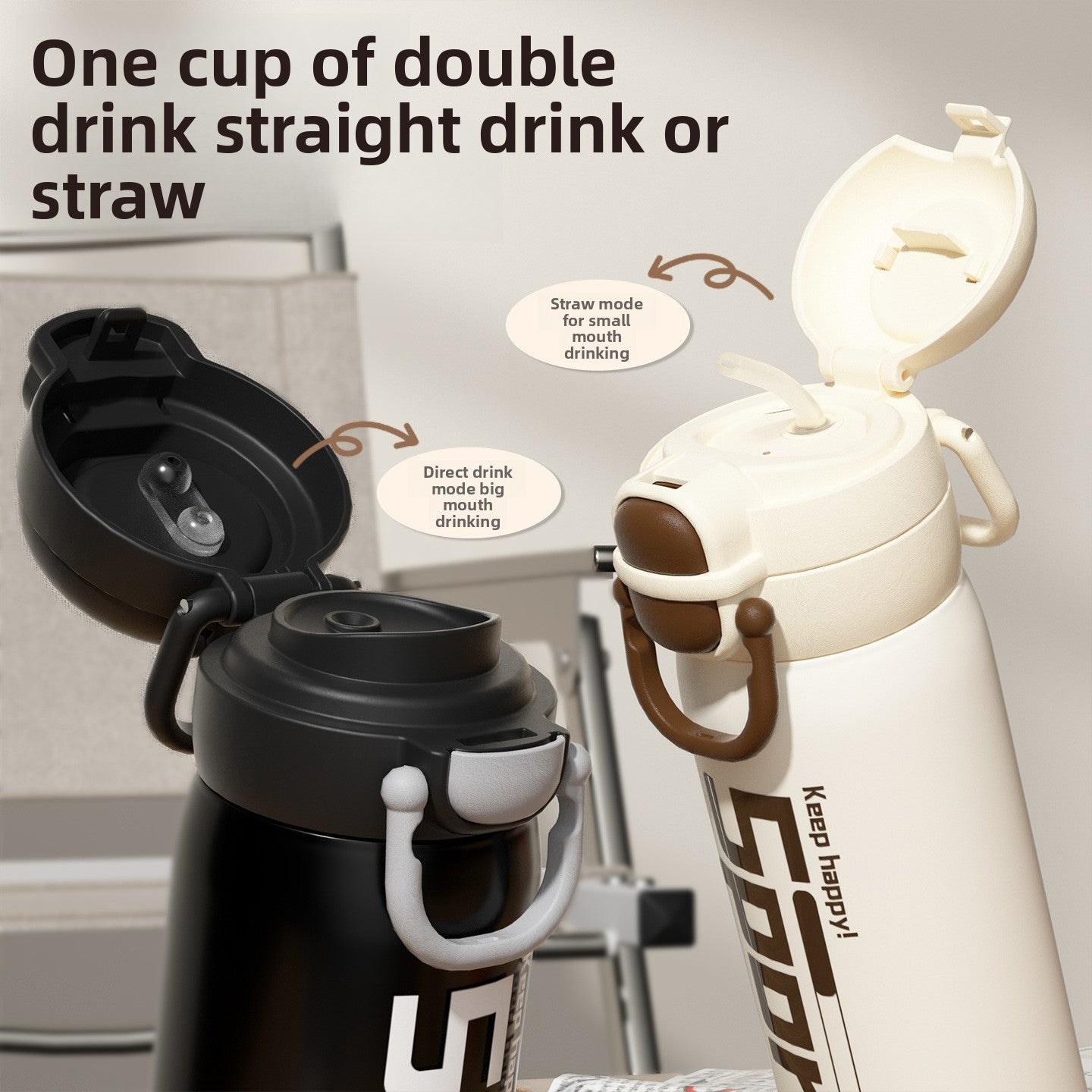 316 Stainless Steel Vacuum Insulated Cup Double Drinking Bounce Water Cup Outdoor Portable Sports
