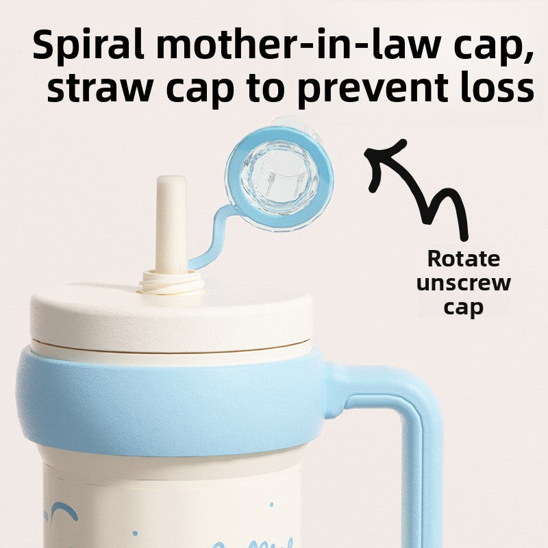 316L Stainless Steel Insulated Cup Cartoon Handle Straw Cup