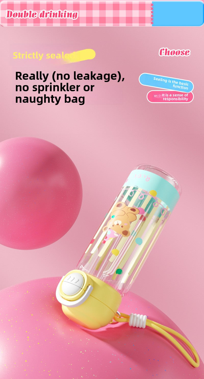 Plastic High Temperature Resistant Straw Kitten Double Drinking Cup