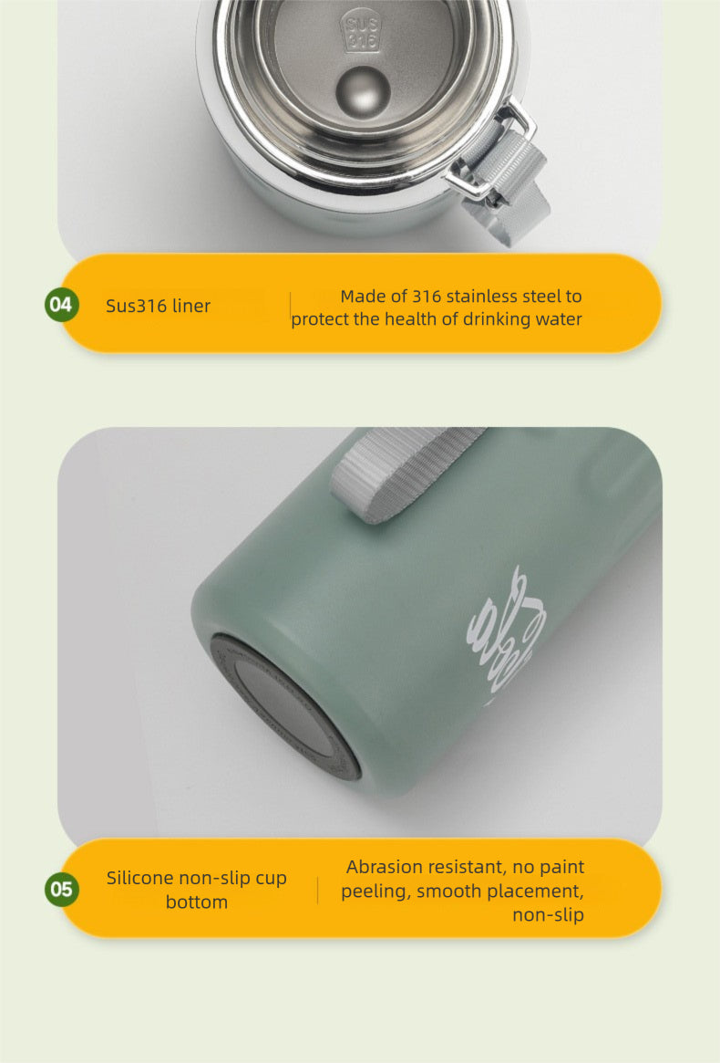 316 Stainless Steel Insulated Cup Outdoor Portable Insulated Bottle with Rope Bouncing Cup