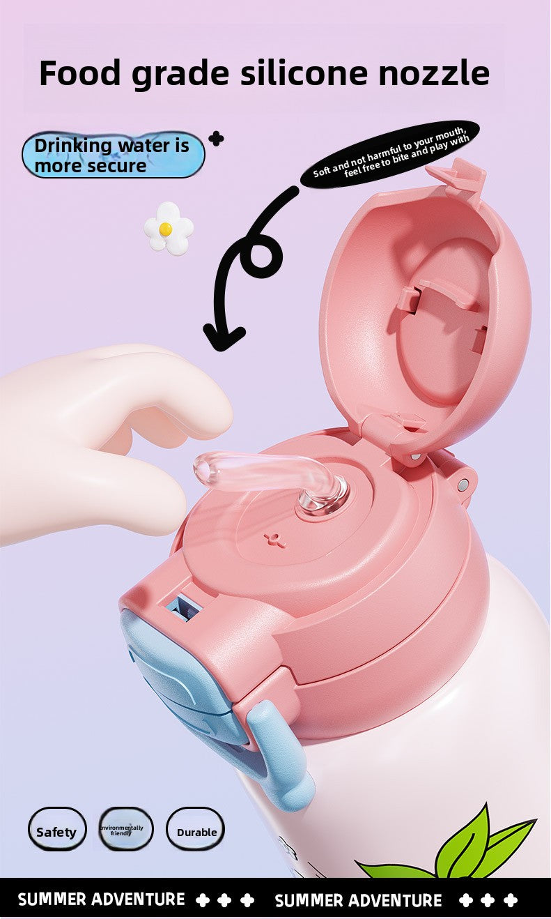 Children's Insulated Cup 316L Stainless Steel Insulated Cup Portable with Strap Water Bottle