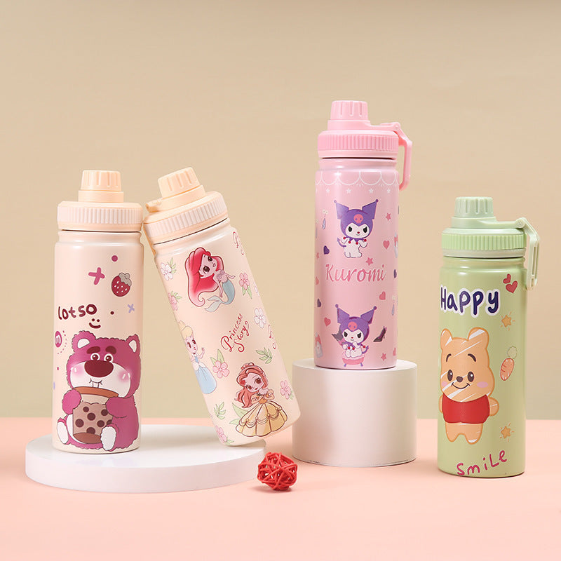 Cartoon Winnie the Pooh Strawberry Bear Stainless Steel Thermos Cup Large Capacity Sports Water Cup