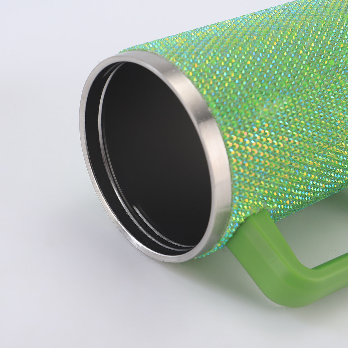 40oz Diamond-Studded Portable Insulated Cup with Handle for Car Use