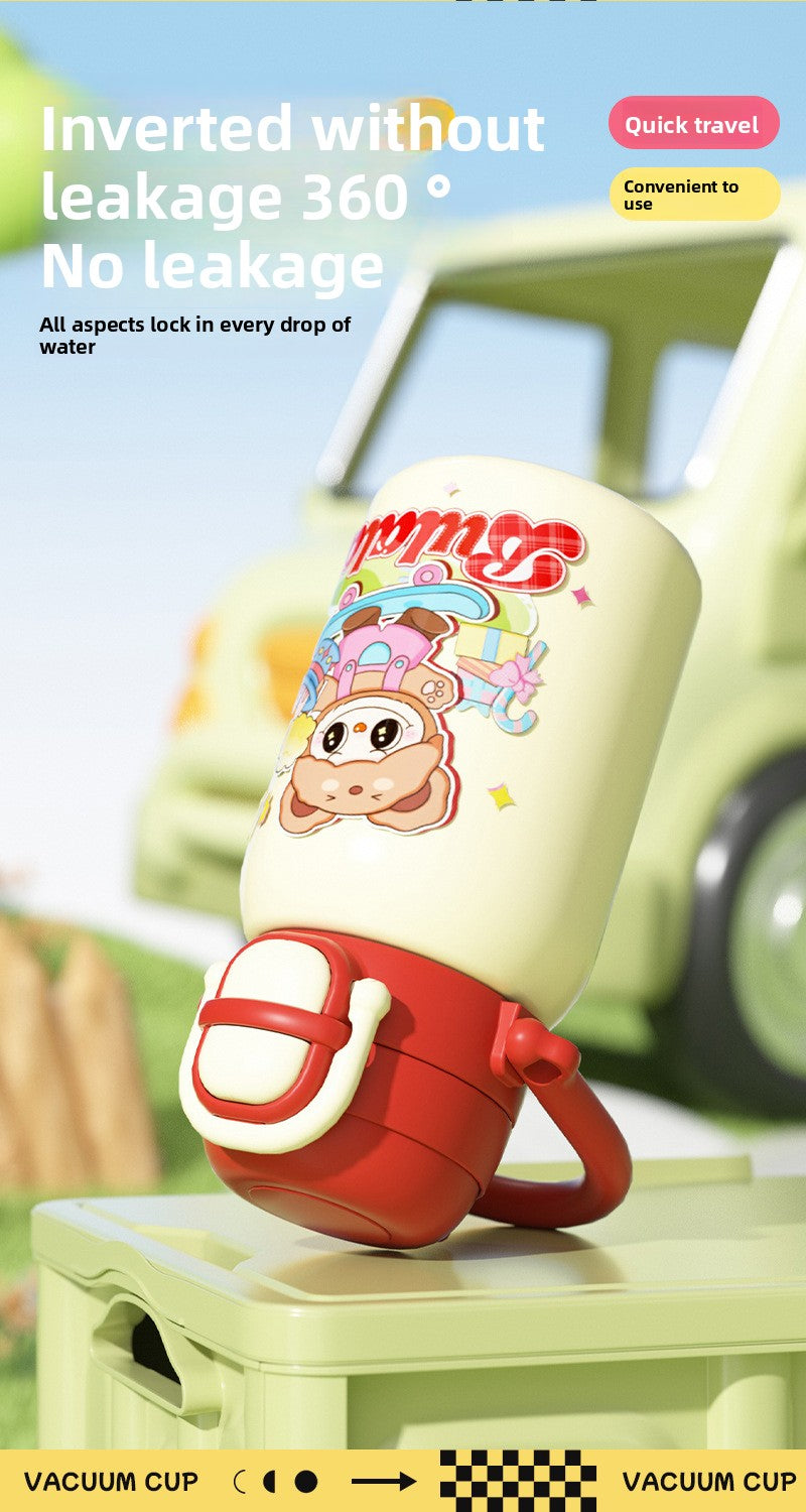 316 Stainless Steel Insulated Cup Children's Fun Straw Cup Children's Water Bottle with Cup Sleeve