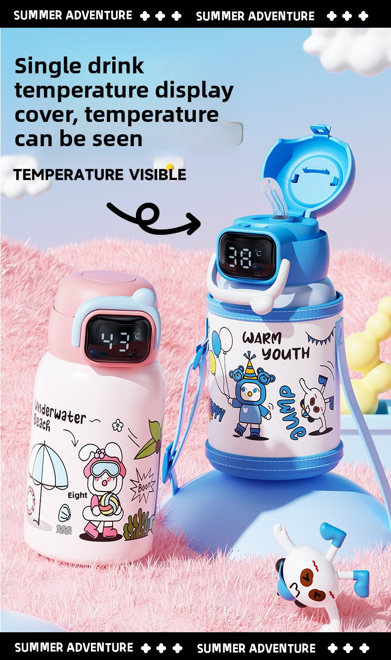 Children's Insulated Cup 316L Stainless Steel Insulated Cup Portable with Strap Water Bottle