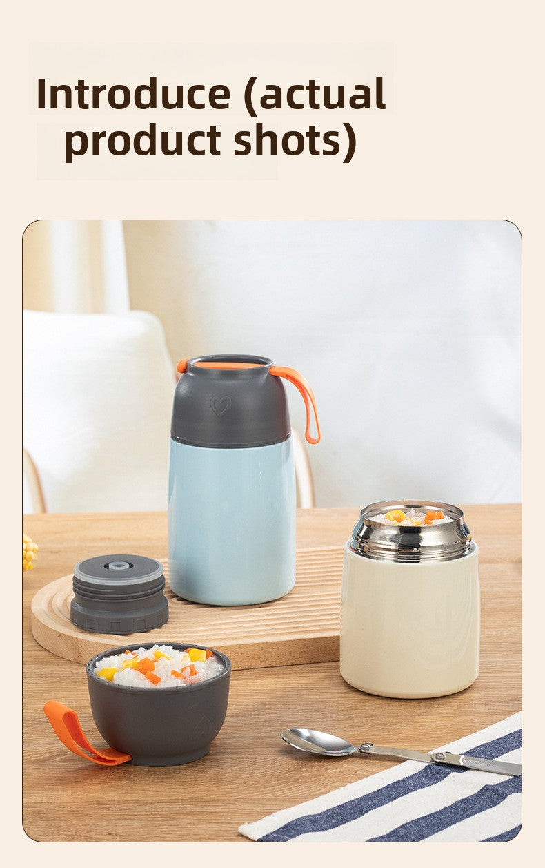 304 Stainless Steel Vacuum Insulated Lunch Box for Students and Office Workers with Portable Strap