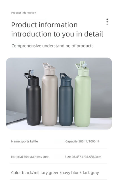 304 Stainless Steel Insulated Cup Portable Handheld Sports Water Bottle Straw Cup