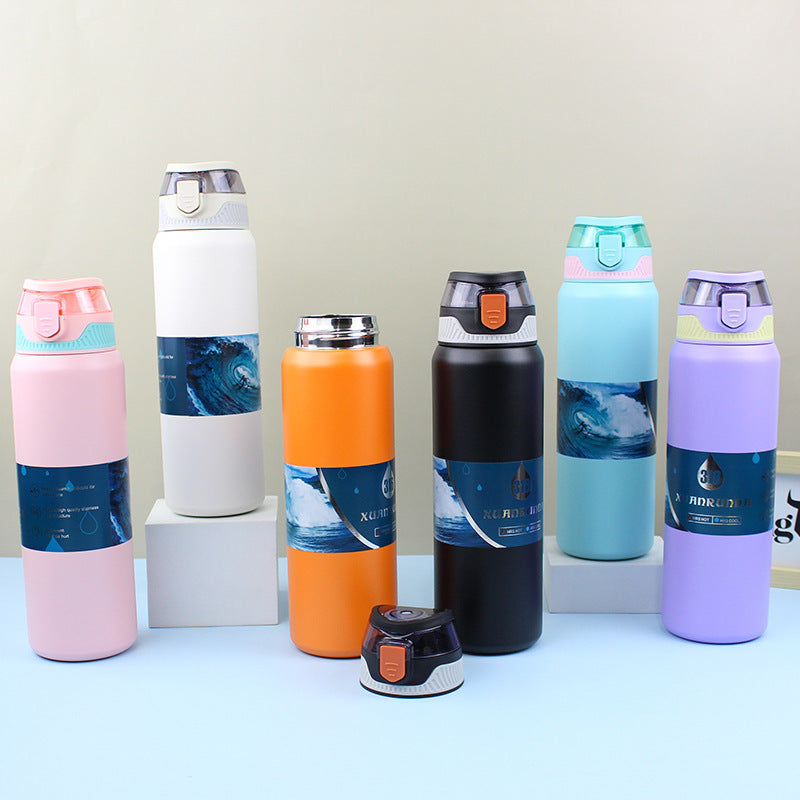 Pop-up Lid Direct Drinking Cup 316 Stainless Steel Insulated Cup Cold and Ice Retention Cup Portable Sports Water Bottle