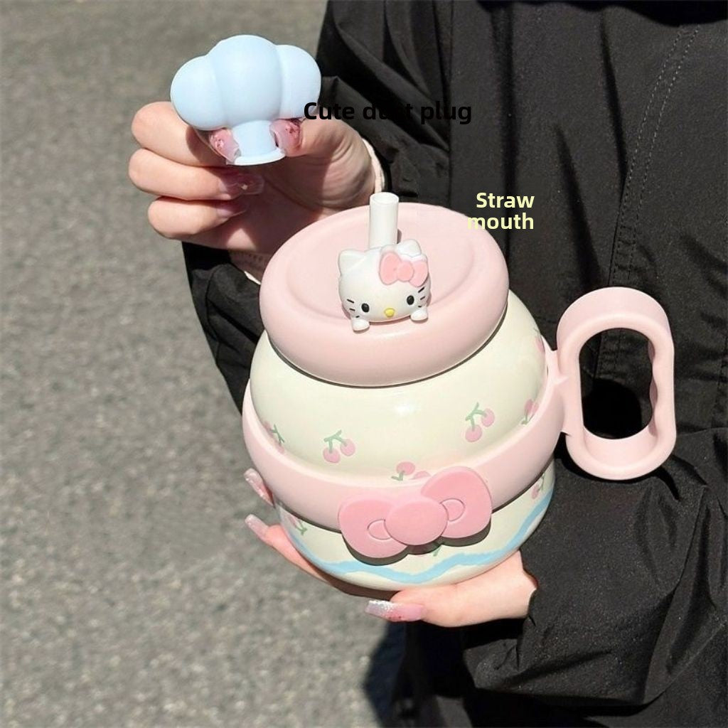 Kitty Large Capacity Plastic Straw Cup