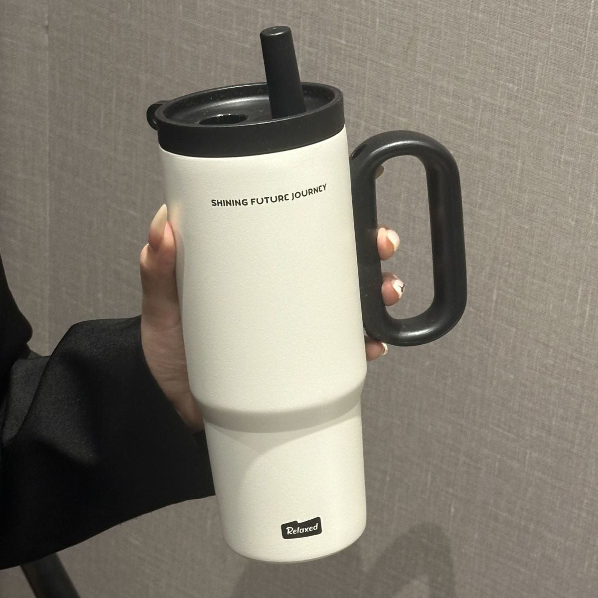 304 Stainless Steel Insulated Cup with Handle and Straw, Compatible with Car Cup Holder