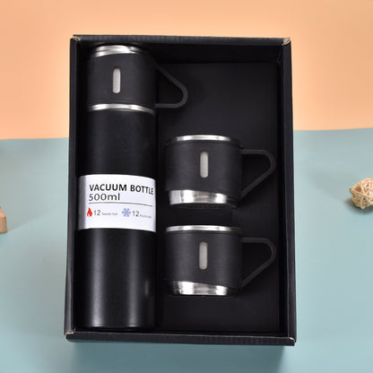 Business One Cup Three Lid Insulated Cup Set 304 Stainless Steel Portable Gift