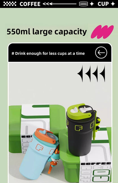Temperature Display Travel Straw 316 Insulated Cup Office Coffee Cup