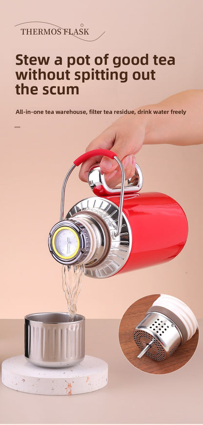 Large Capacity Insulated Tea Pot with Handle Portable Thermal Kettle