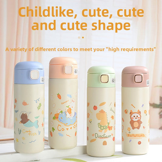 Straw Insulated Cup for Children and Students, Portable Double Drinking Bouncing Cup
