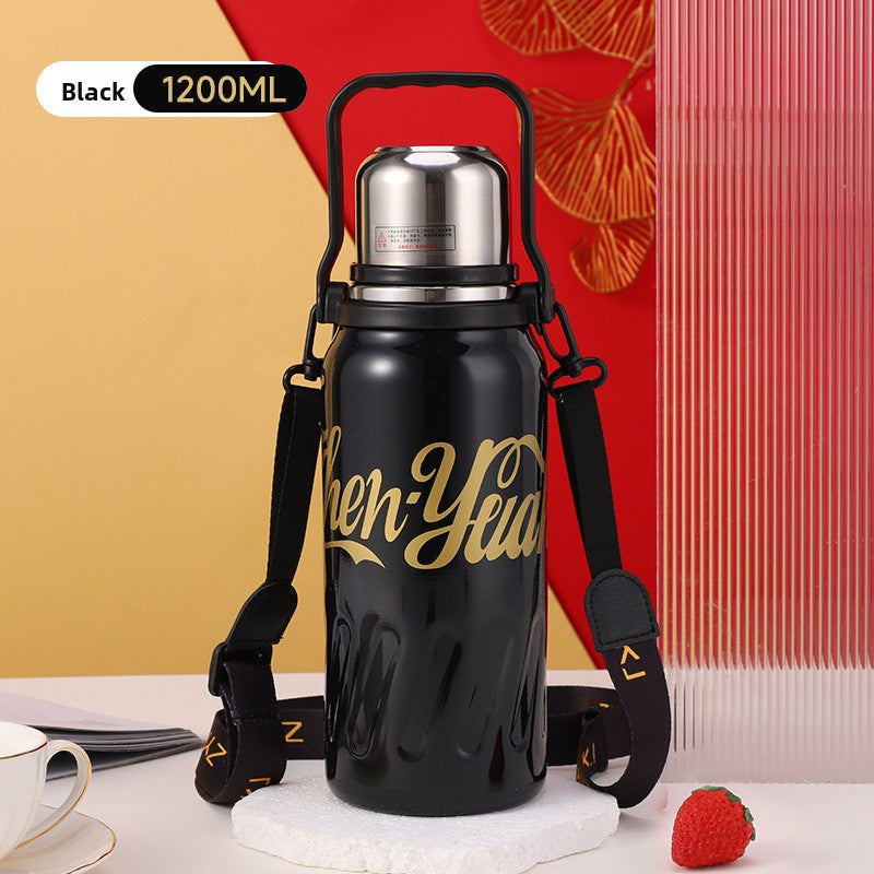 Large Capacity 316 Stainless Steel Insulated Cup Outdoor Portable Strap Water Bottle