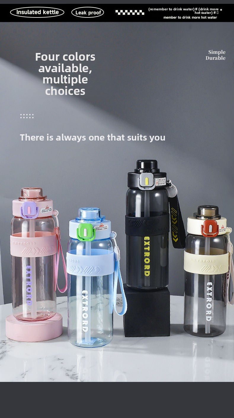 Outdoor travel cup large capacity sports water bottle with straw plastic cup