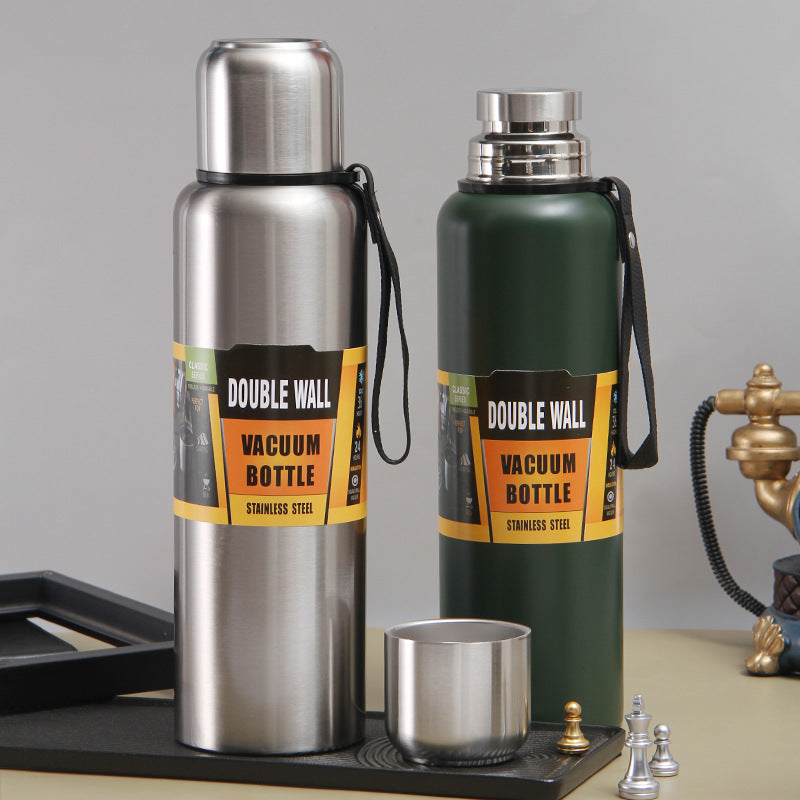 304 Stainless Steel Full Steel Sports Water Bottle Outdoor Portable Handheld Bullet Head Insulated Cup Hiking Travel Bottle