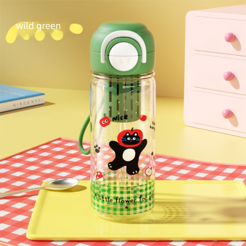 Plastic High Temperature Resistant Straw Kitten Double Drinking Cup
