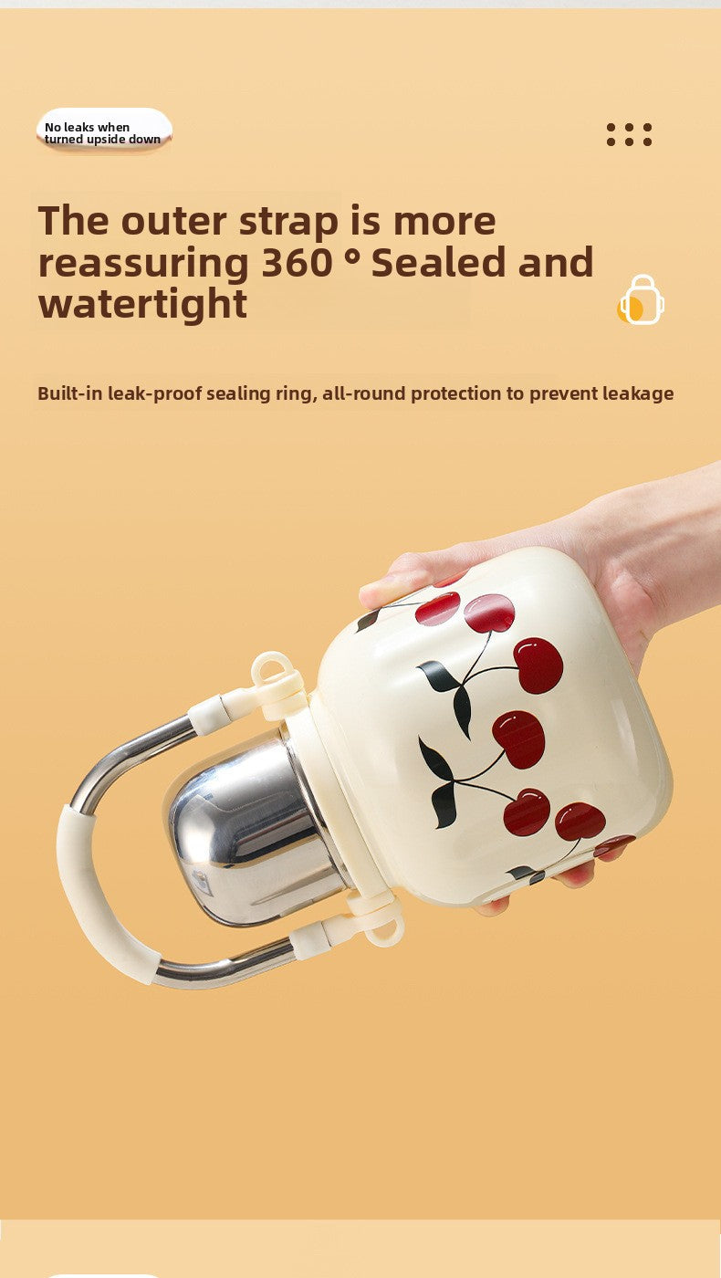 Handle Insulated Cup Student 316 Stainless Steel Portable Travel Water Bottle