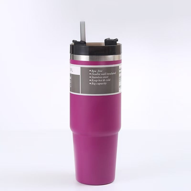 30OZ Stainless Steel Insulated Cup Portable Straw Cup Coffee Cup