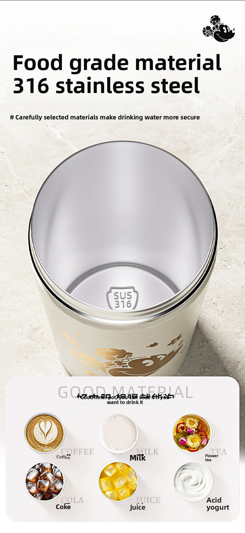 316 Stainless Steel Double Drinking Large Capacity Insulated Cup