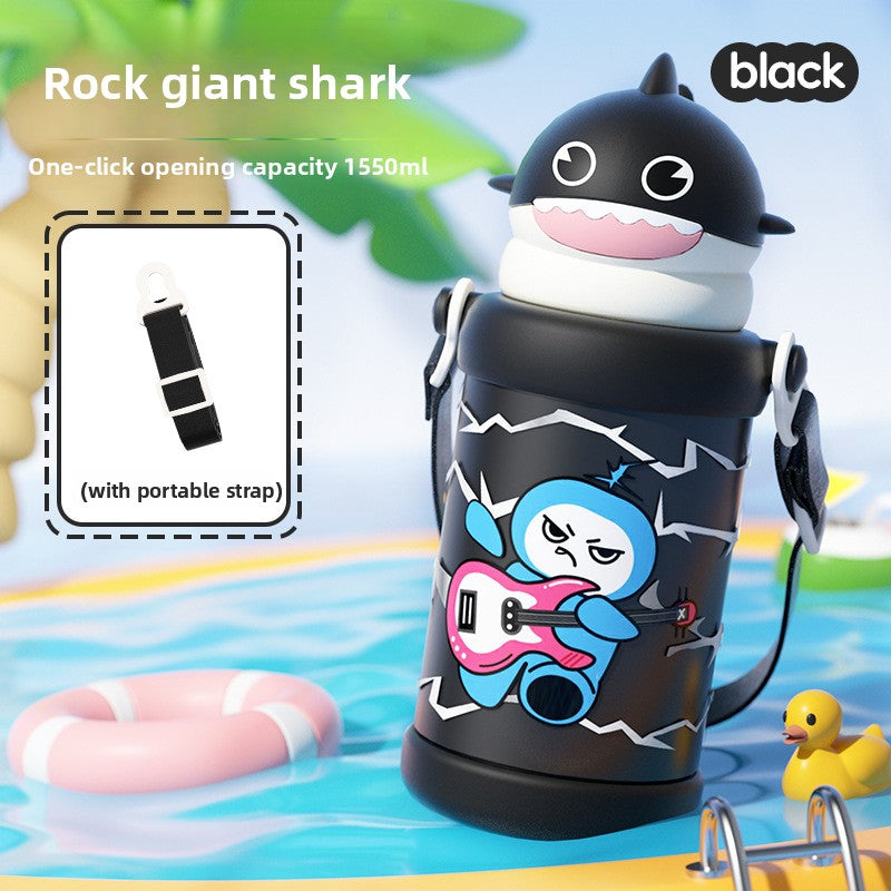 Cartoon Children's 316L Stainless Steel Insulated Tumbler Outdoor Strap Straw Cup