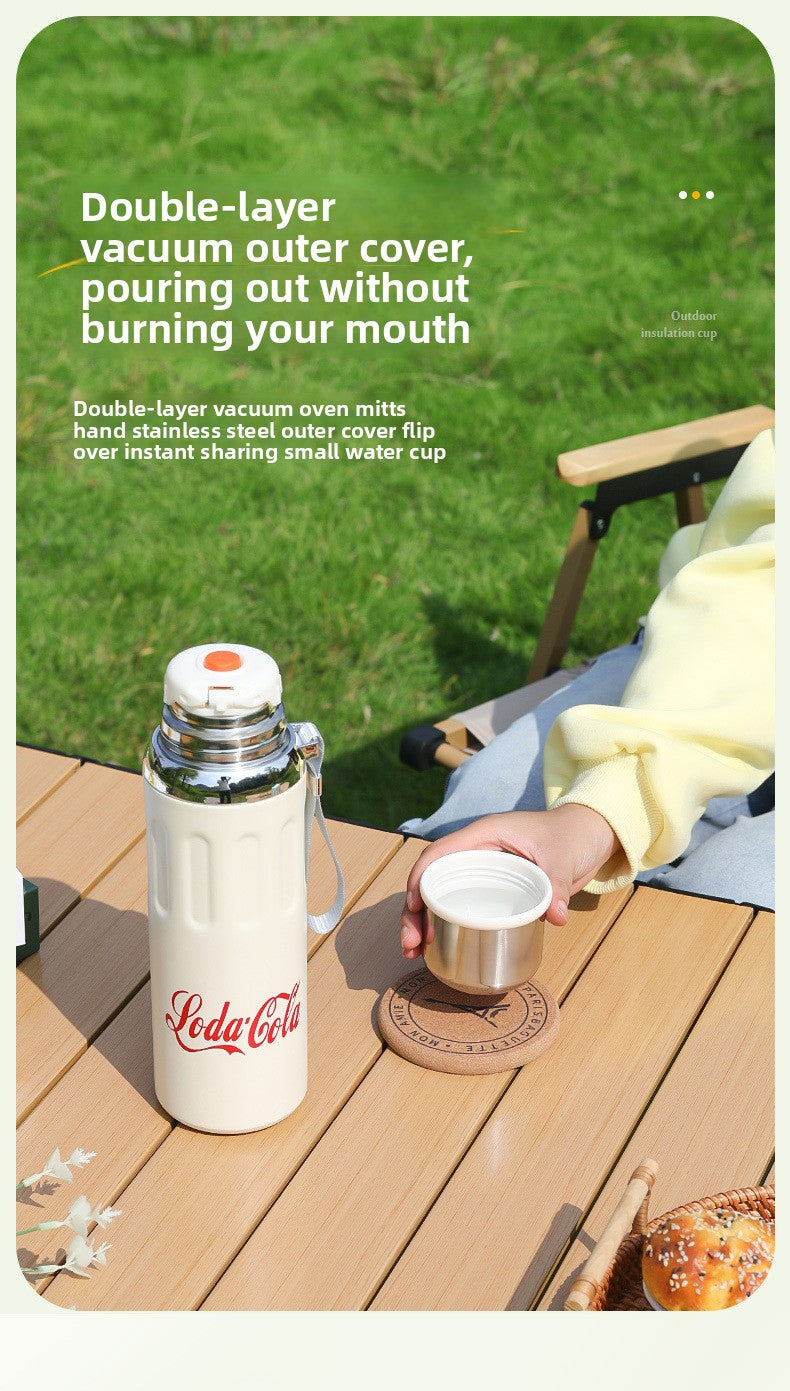 316 Stainless Steel Insulated Cup Outdoor Portable Insulated Bottle with Rope Bouncing Cup