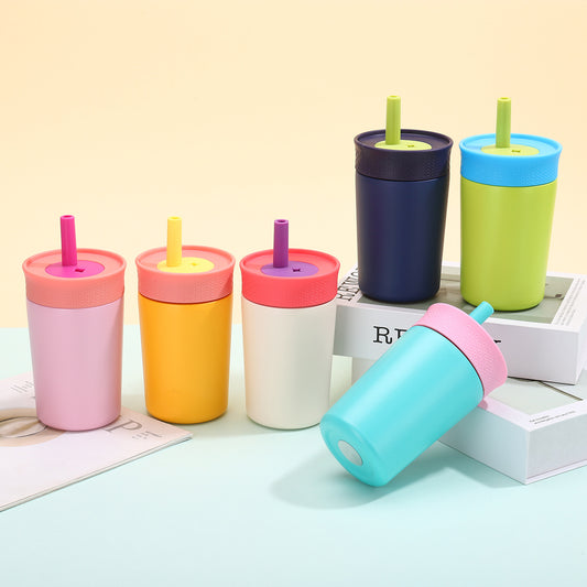 12oz Mini 304 Stainless Steel Silicone Straw Insulated Cup