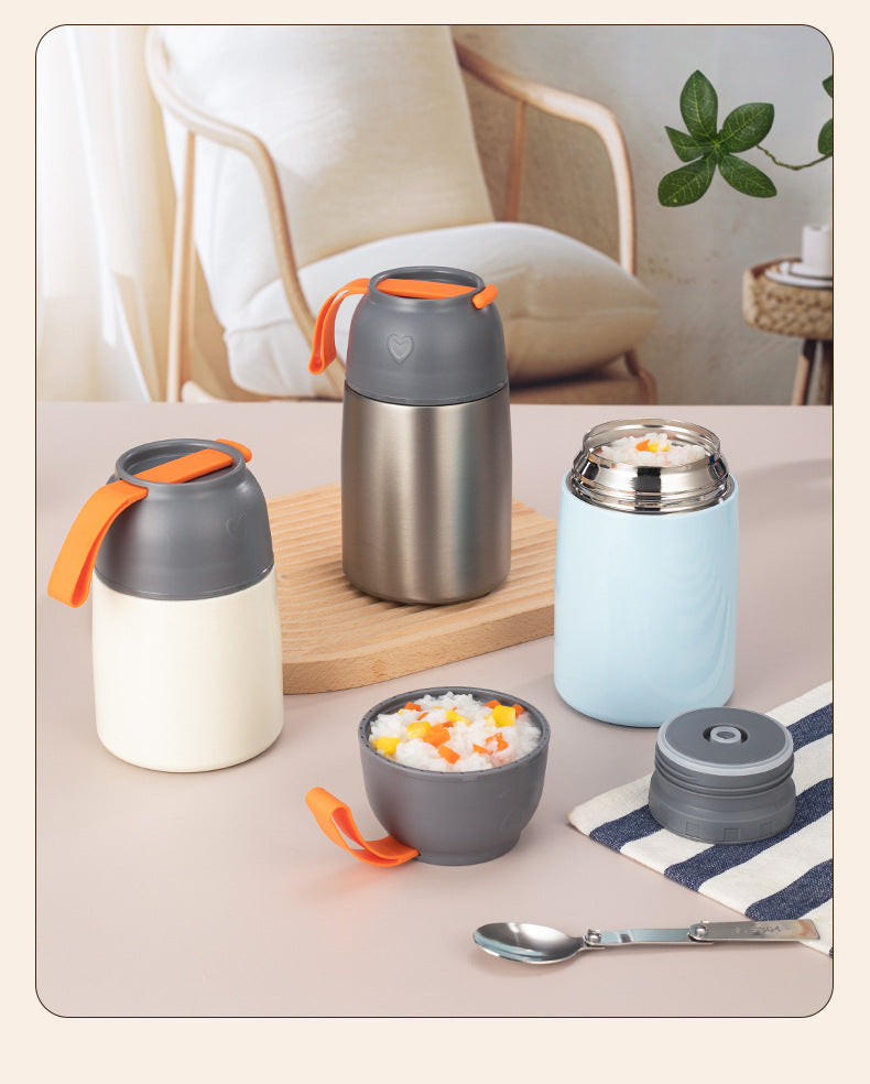304 Stainless Steel Vacuum Insulated Lunch Box for Students and Office Workers with Portable Strap