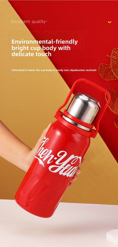 Large Capacity 316 Stainless Steel Insulated Cup Outdoor Portable Strap Water Bottle