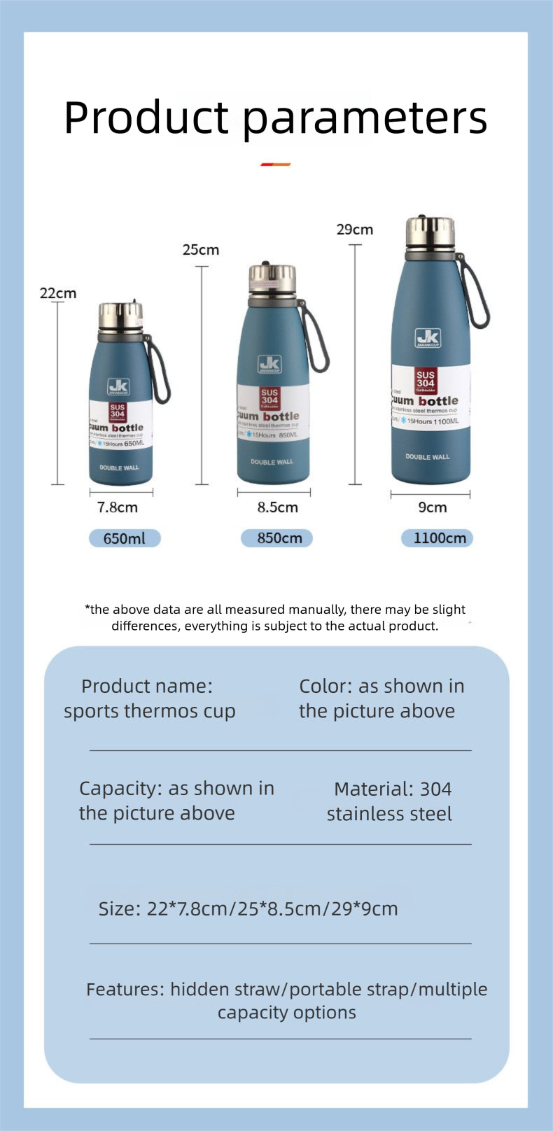 Coke Bottle 304 Stainless Steel Insulated Cup with Strap for Sports and Outdoor Use