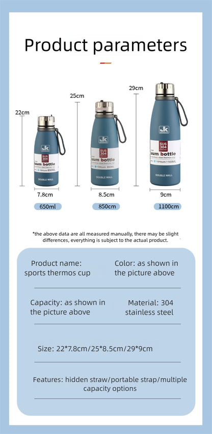 Coke Bottle 304 Stainless Steel Insulated Cup with Strap for Sports and Outdoor Use