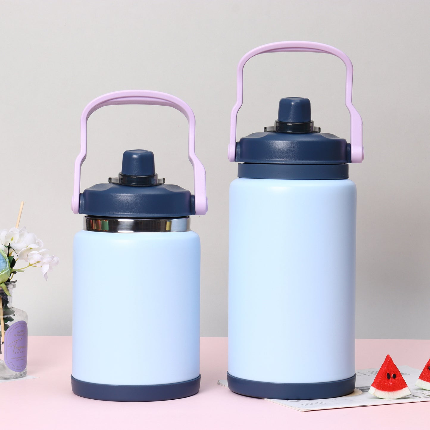 Outdoor sports water bottle stainless steel large capacity thermos cup