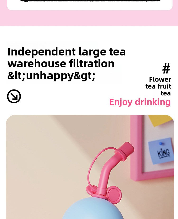 Insulated Cute Portable 316 Tea Brewing Straw Cup