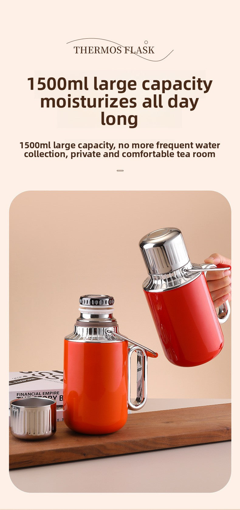 Large Capacity Insulated Tea Pot with Handle Portable Thermal Kettle