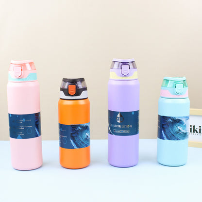 Pop-up Lid Direct Drinking Cup 316 Stainless Steel Insulated Cup Cold and Ice Retention Cup Portable Sports Water Bottle