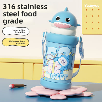 Cartoon Children's 316L Stainless Steel Insulated Tumbler Outdoor Strap Straw Cup