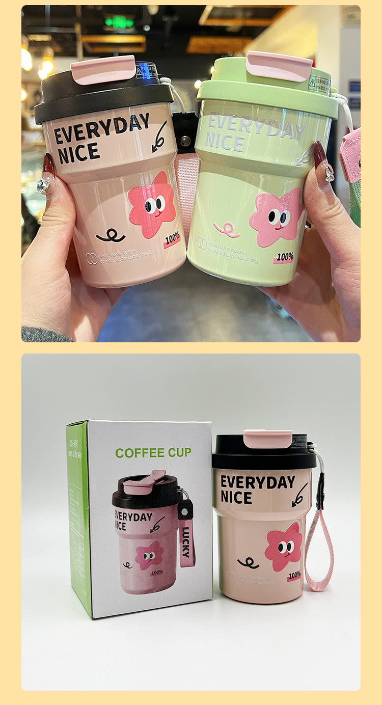 Double Drinking Coffee Cup 316 Stainless Steel Straw Cup