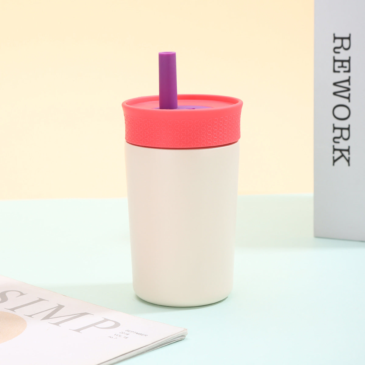 12oz Mini 304 Stainless Steel Silicone Straw Insulated Cup