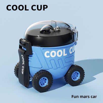 Mars Rover Plastic Cup Outdoor Portable Bounce Lid Straw Cup