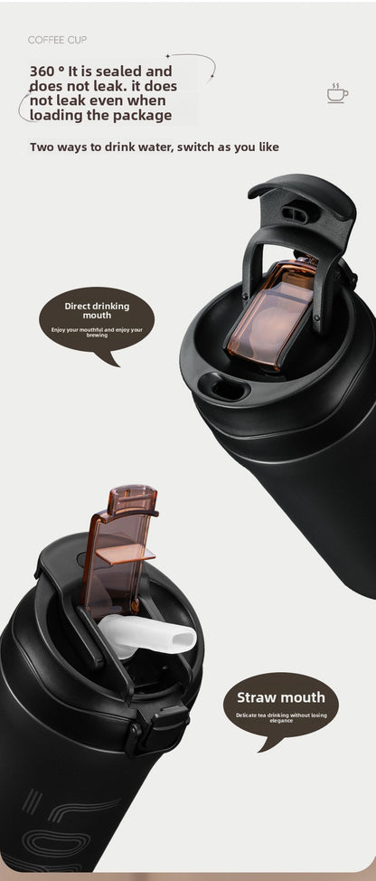 Coffee Cup Thermos Cup Double Drinking 316 Stainless Steel Portable Office Sports