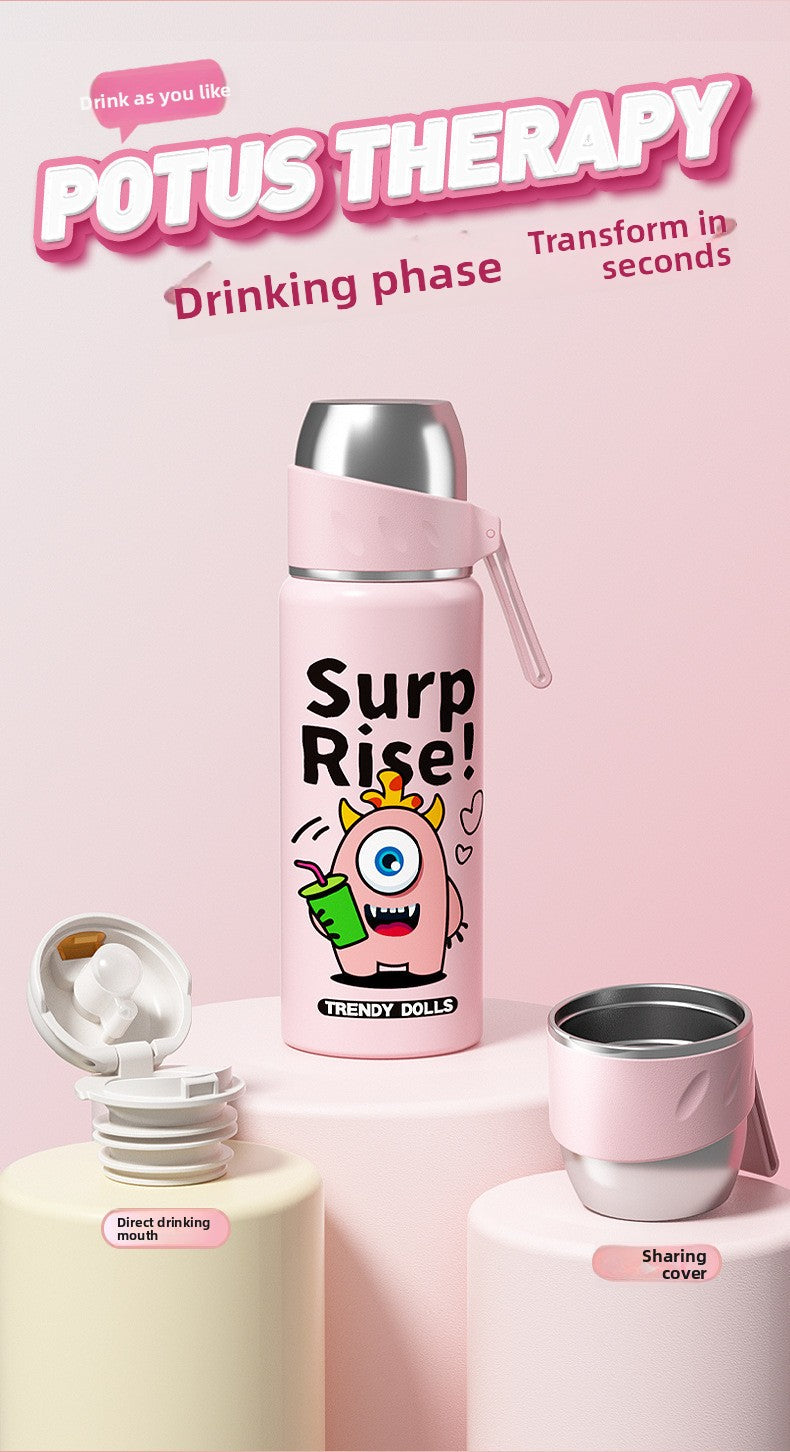 Children's Insulated Cup 316 Stainless Steel Cartoon Straw Bullet Cup